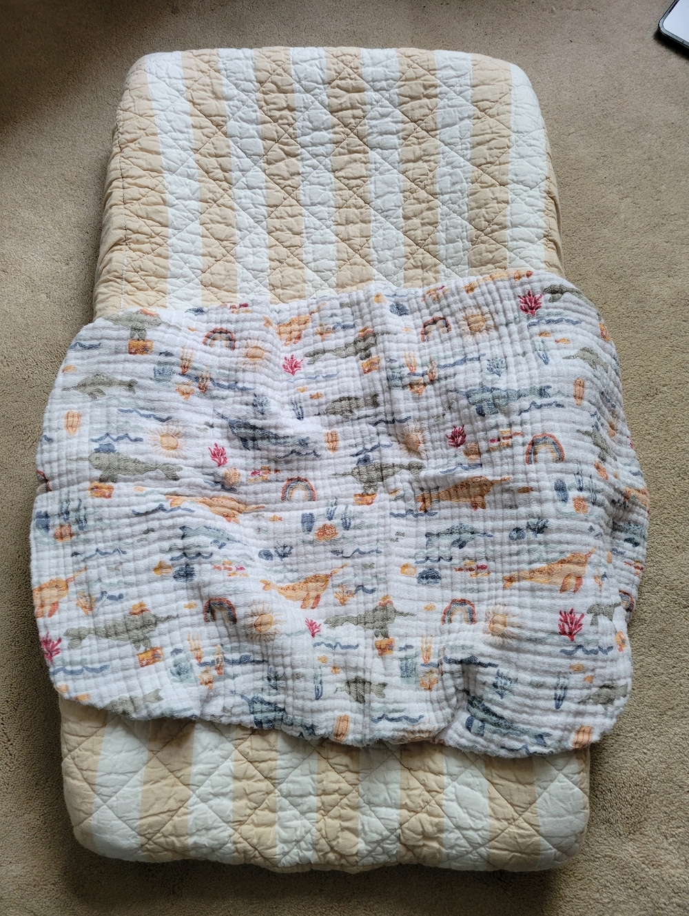 Two cotton changing pad covers